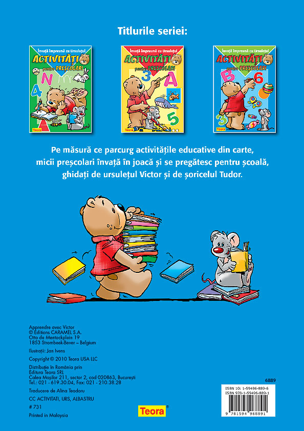 UZATA - Invata impreuna cu ursuletul - Activitati pentru prescolari, albastru