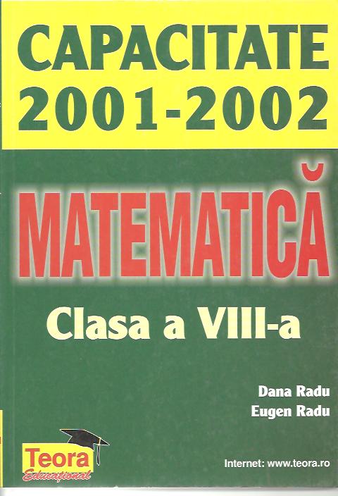 UZATA -Matematica - Capacitate 2001-2002, clasa a VIII-a